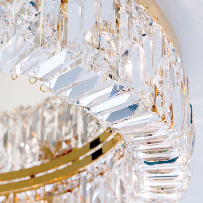 Modern Flush Mount Round Crystal Chandelier for Low-ceiling