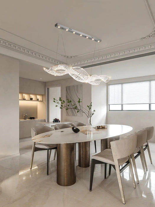 Modern Wavy Crystal Chandelier for Dining Room/Kitchen Island