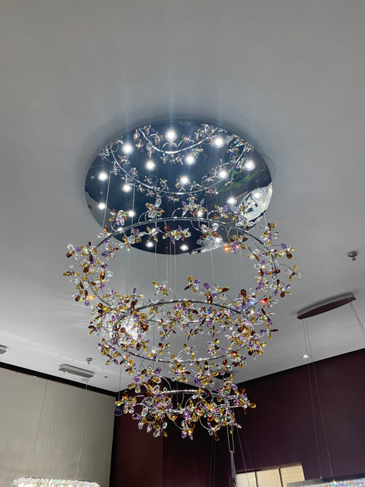 Modern Luxury 1/2/3-Tier Floral Crystal Ring Chandelier for Living Room/Staircase/Foyer