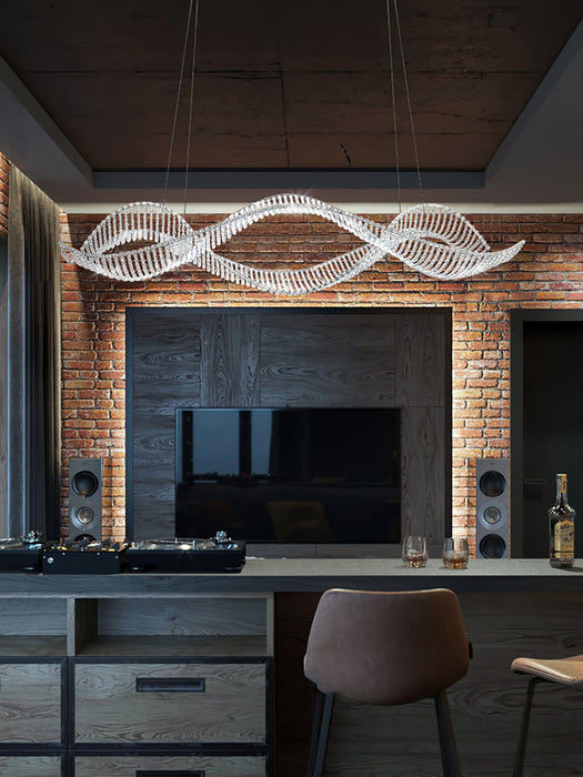 Modern Wavy Crystal Chandelier for Dining Room/Kitchen Island