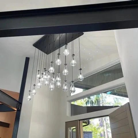 Modern Raindrop Crystal Chandelier with Rectangular Canopy