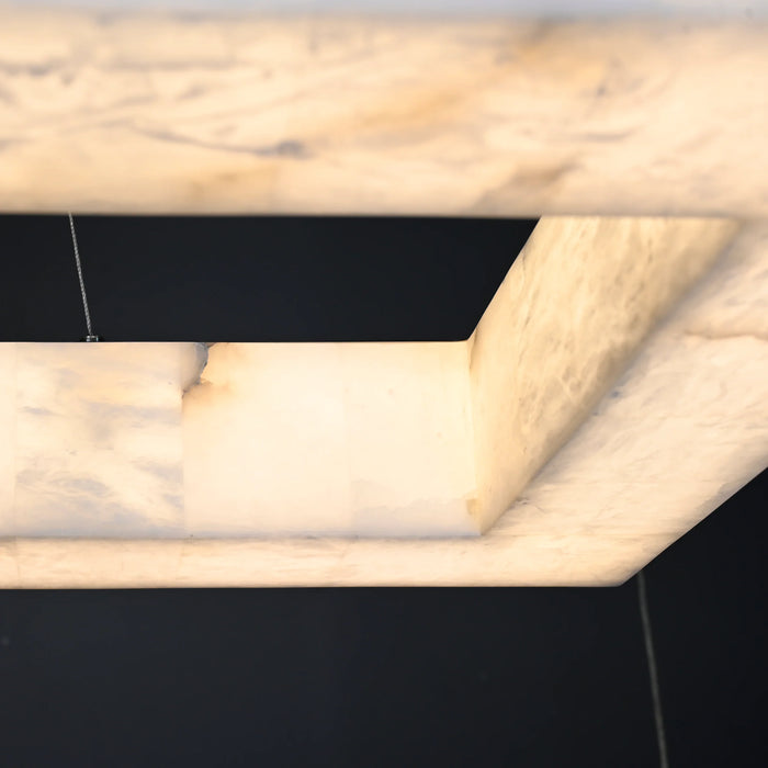 Modern Rectangular Alabaster Chandelier for Dining Room