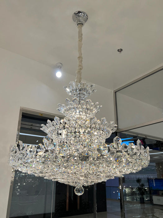 Luxury Empire Floral Crystal Chandelier With 4 Layers Modern Light Fixture For Foyer And Living Room