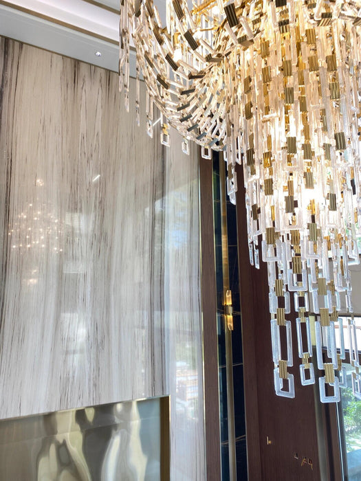 Luxury Multi-tiered Crystal Glass Buckles Chandelier for High-ceiling