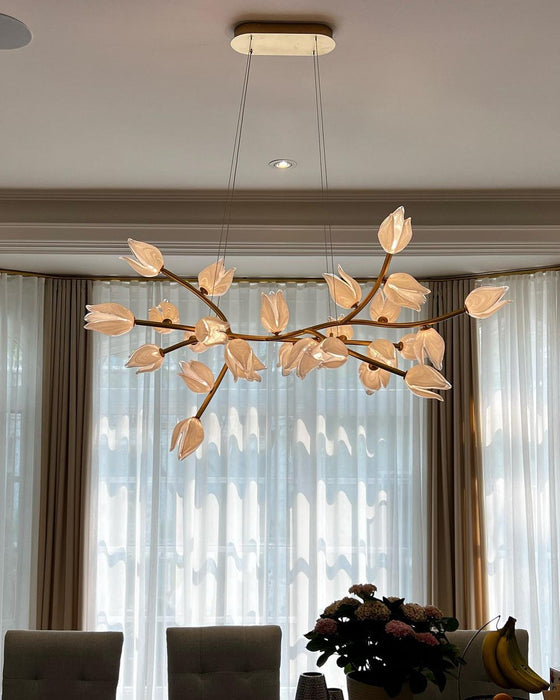 Modern Art Linear Flower Glass Chandelier for Dining Room