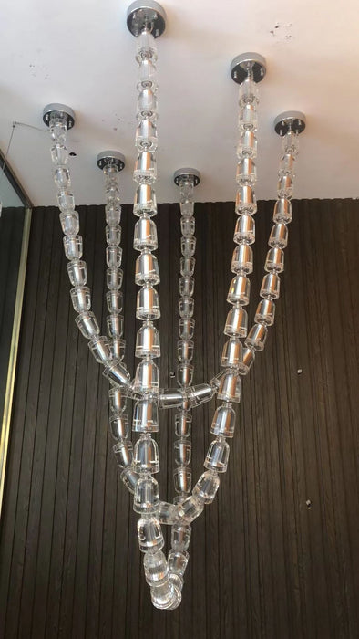 Modern Crystal Bullet  Necklace Chain Chandelier for Living Room/Staircase/Foyer/Hotel/Restaurant