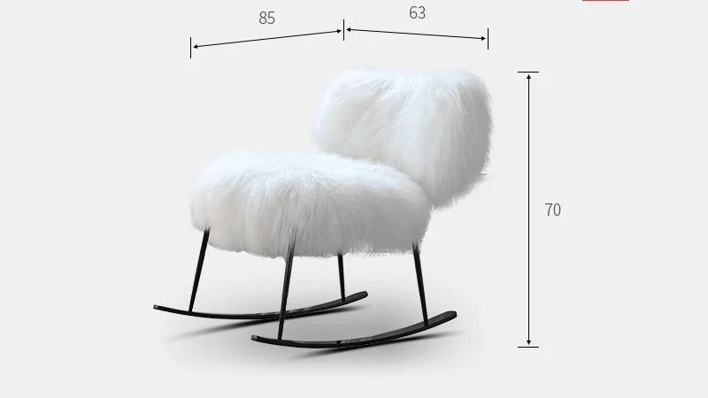 Scandinavian Style Mink Fur Balcony Rocking Chair