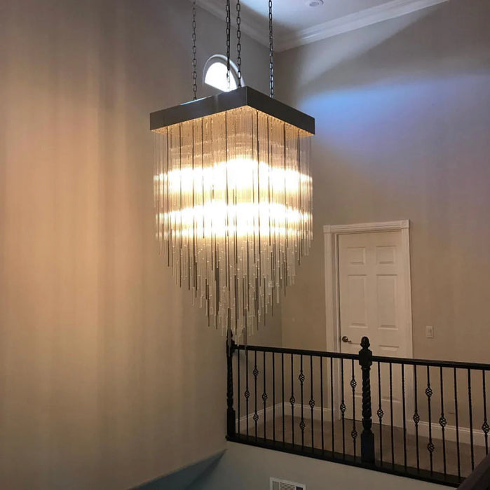 Modern Waterfalls Square Glass Tubes Chandelier