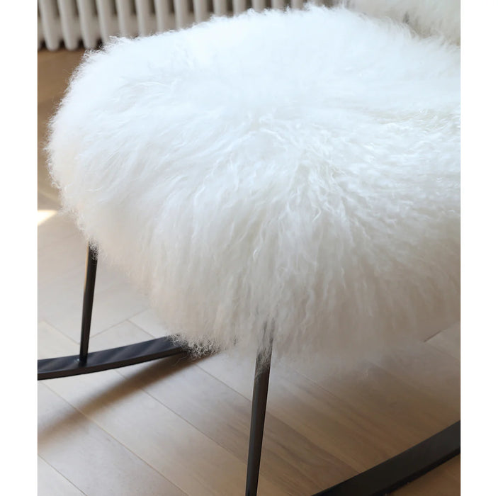 Scandinavian Style Mink Fur Balcony Rocking Chair