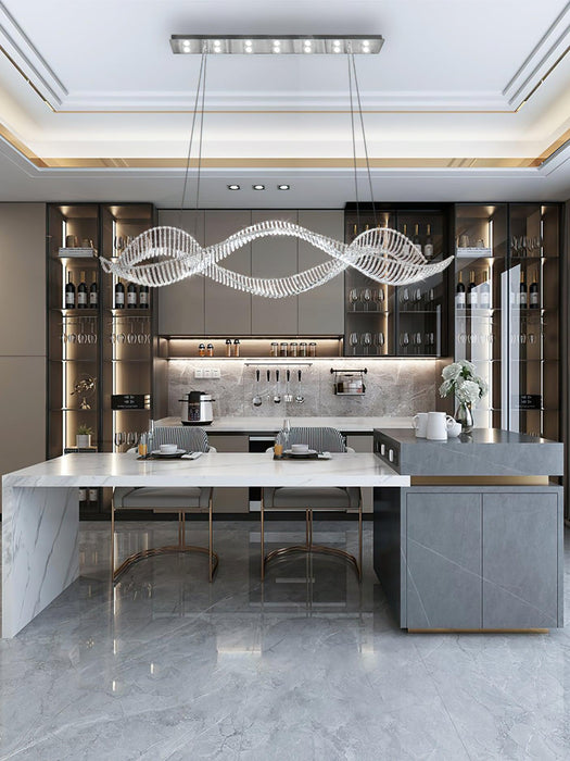 Modern Wavy Crystal Chandelier for Dining Room/Kitchen Island