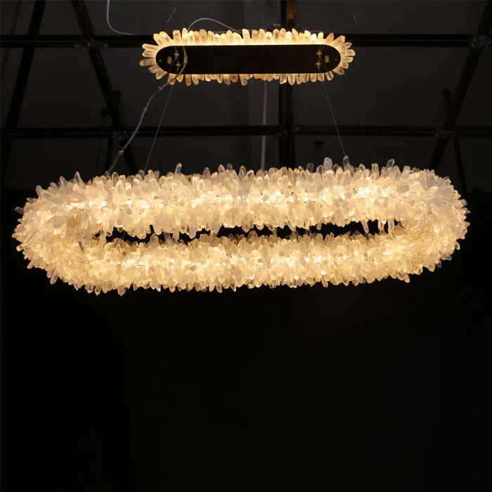 Modern Round/Oval/Linear/Square Natural Crystal Chandelier