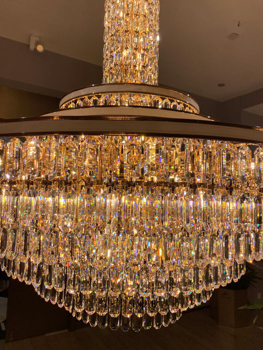 Oversize Modern Light Luxury Multi-tier Round Crystal Chandelier for Foyer/Living Room/Staircase