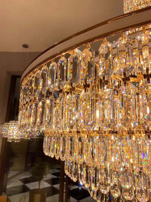 Oversize Modern Light Luxury Multi-tier Round Crystal Chandelier for Foyer/Living Room/Staircase