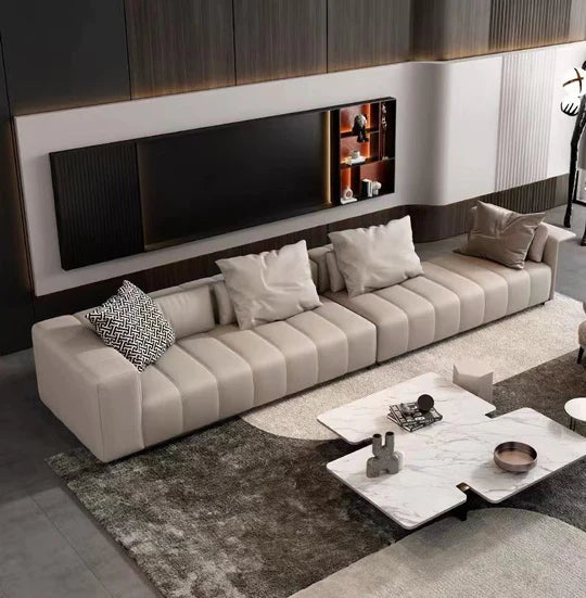 Piano-shape Rectangle Leather Sofa