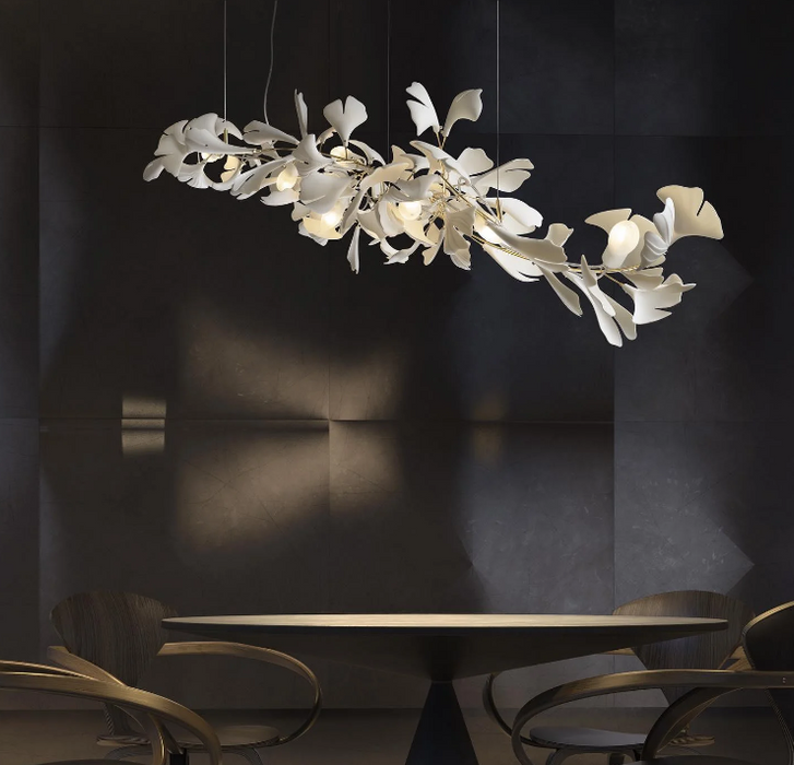 Linear Ginkgo Ceramic Chandelier for Dining Room/Kitchen island