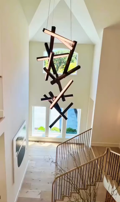 Modern Vertical Geometric Aluminum Pendant for Staircase/Foyer/High-ceiling