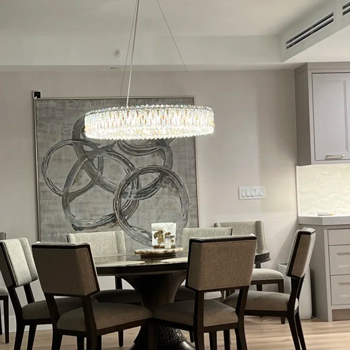 Lampadario a incasso/rettangolare/rotondo con perline di cristallo leggero e di lusso, collezione Drum