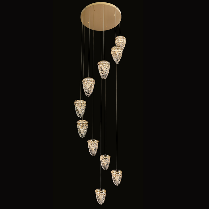 Modern Floating Crystal Conch Chandelier for High-ceiling