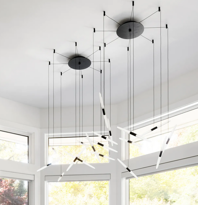 Modern Floating Acrylic Stick Chandelier for High-ceiling