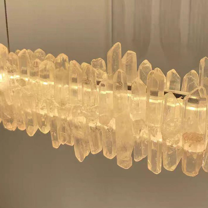 Modern Style Linear Natural Crystal Chandelier