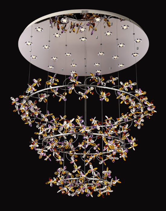 Modern Luxury 1/2/3-Tier Floral Crystal Ring Chandelier for Living Room/Staircase/Foyer