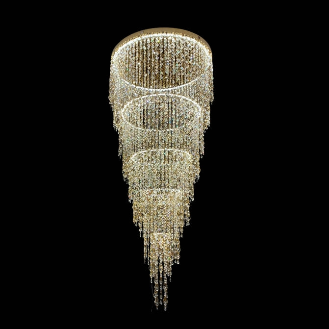 Modern Round 5-Layer Crystal Tassel Chandelier for Villa/Staircase/Foyer/Living Room