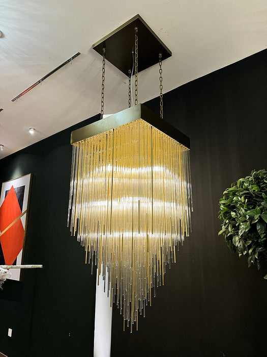 Modern Waterfalls Square Glass Tubes Chandelier