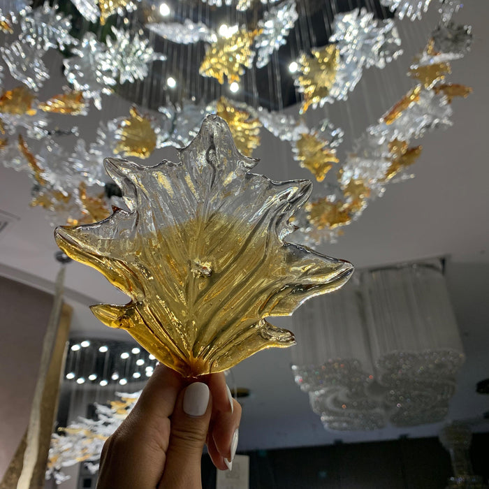 Modern Floating Maple Leaf Glass Chandelier for Living Room/Bedroom/Bathroom