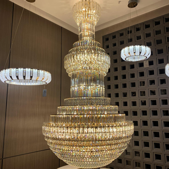 Luxury Gourd Shaped Crystal Chandelier for Staircase/Foyer/Living Room