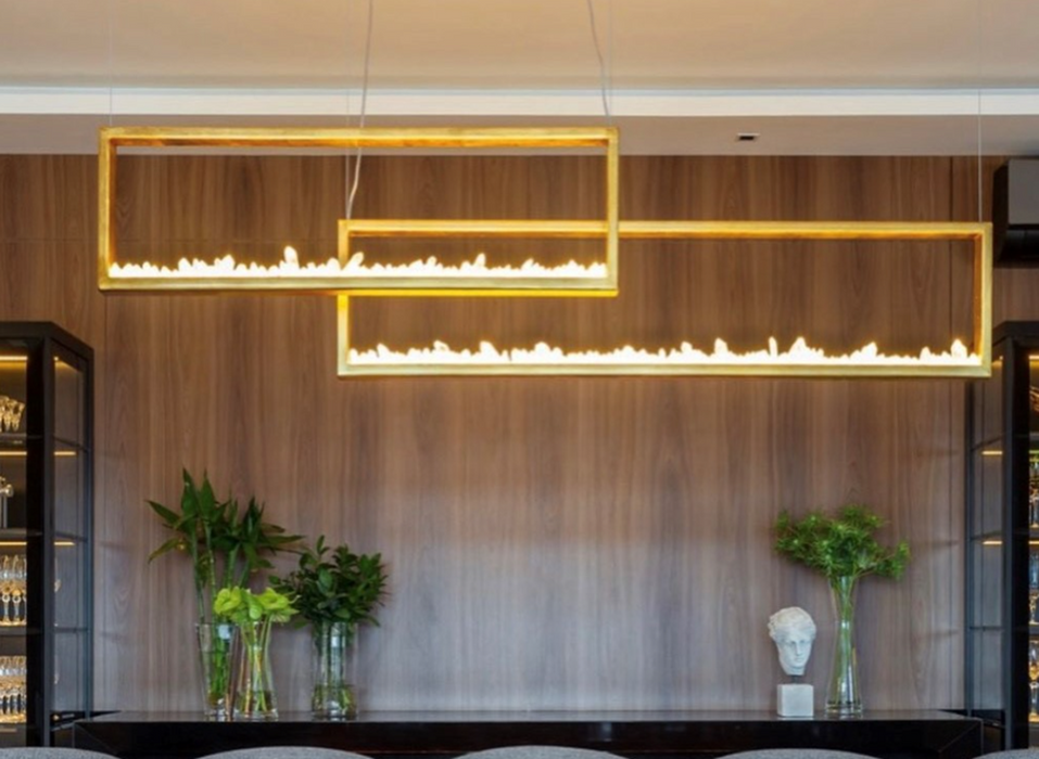 Modern Rectangular Natural Crystal Chandelier for Dining Room/Kitchen Island