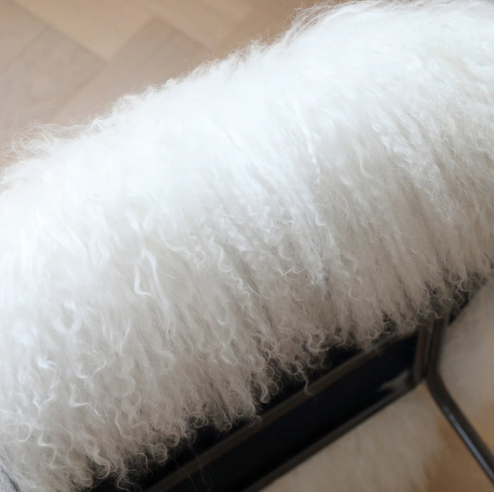 Scandinavian Style Mink Fur Balcony Rocking Chair