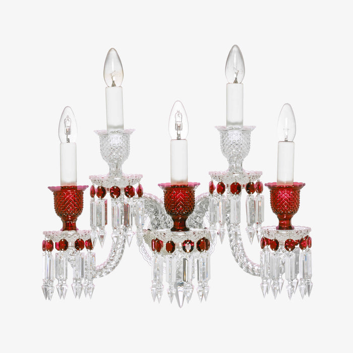 Luxury 5-Candle Light Red Crystal Wall Light