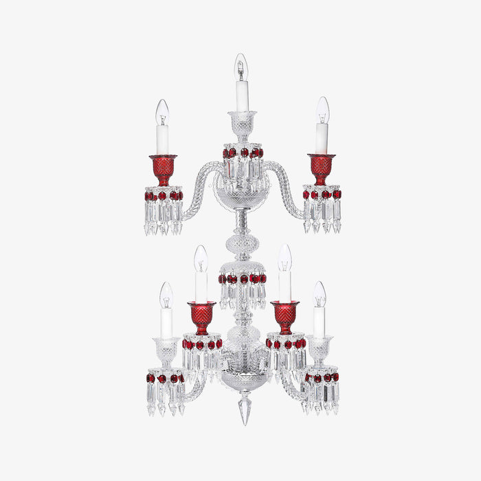 Luxury 7-Candle Light Red Crystal Wall Light