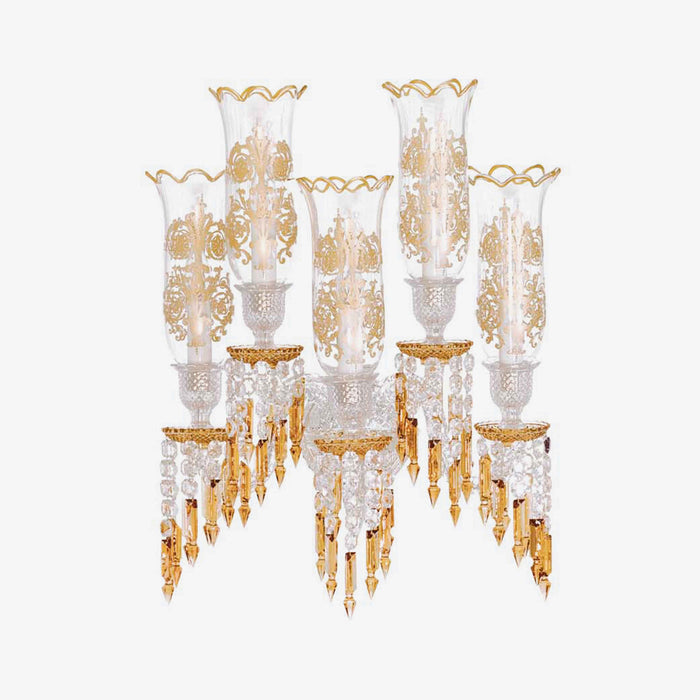 Luxury 5-Candle Yellow&Clear Crystal Wall Lamp