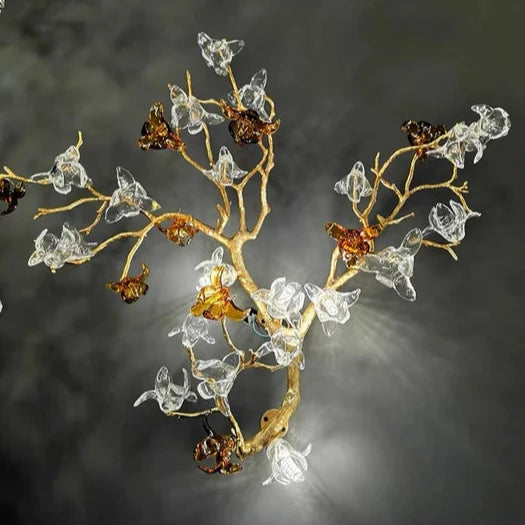 Designer Recommended Art Design Brass Branches Flower Glass Wall Lamp