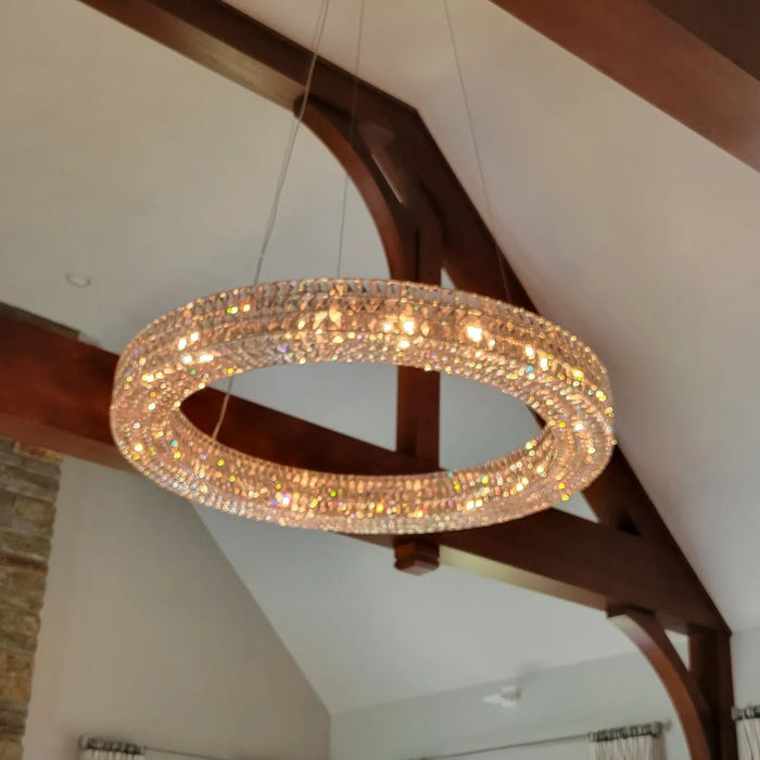 Oversized Modern Ring Pendant Light/Round Crystal Chandelier for Living/Dining Room/Bedroom