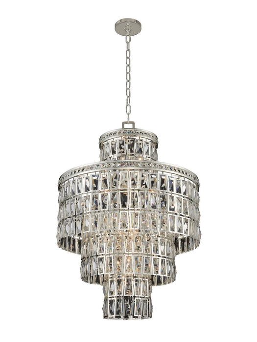 Luxury Round/Oval Multi-Tier Crystal Chandelier in Silver Finish