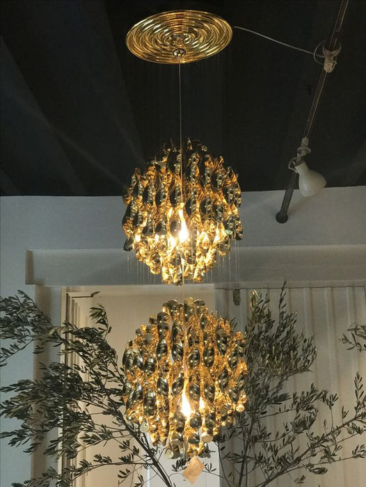 Modern Spiral Wave Chandelier in Silver/Gold