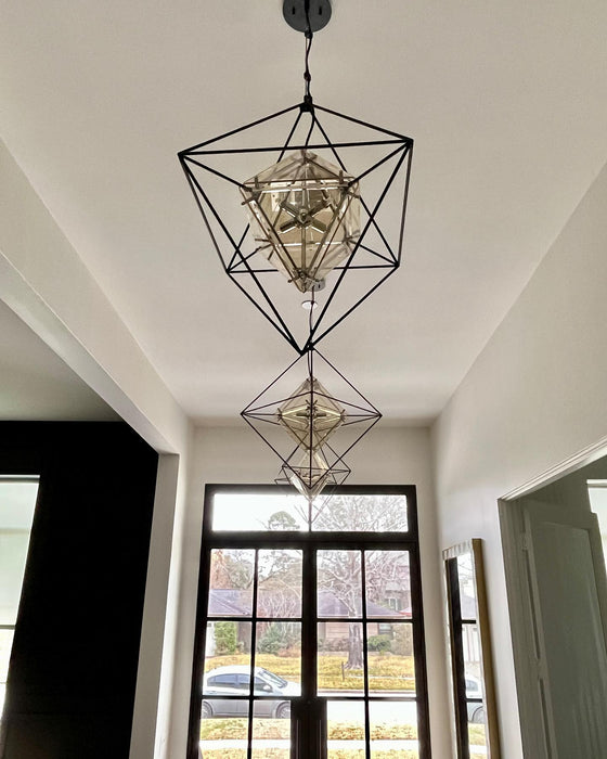 Modern Glass Shade Cube Chandelier