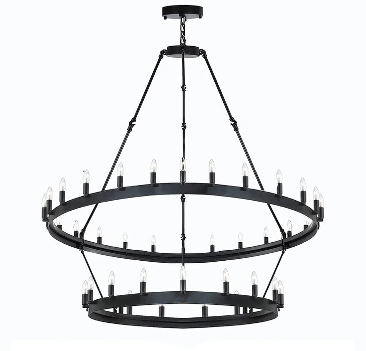 Industrial Minimalism 1/2/3-Tier Metal Ring Chandelier for High-ceiling