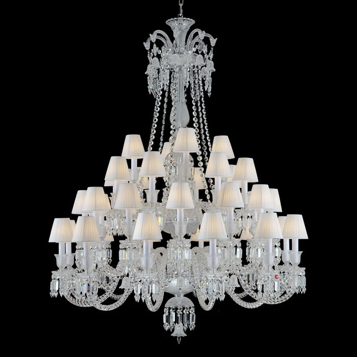 Light Luxury Classic Long Version Tiered Candle Light Crystal Chandelier for High-ceiling Rooms/Living Room