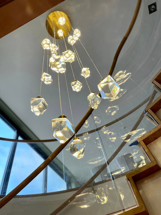 Modern Creative Crystal Prisms Stone Chandelier for Staircase/Foyer/Loft