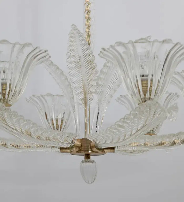 Vintage Italian 6-Arm Glass Chandelier for Low-ceiling Bedroom/Dining Room