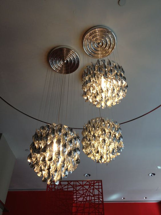 Modern Spiral Wave Chandelier in Silver/Gold