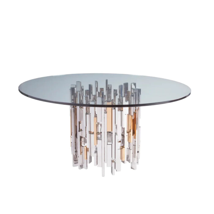 Round Dining Table with Clear Glass Top