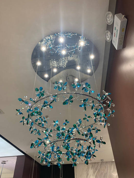 Modern Luxury 1/2/3-Tier Floral Crystal Ring Chandelier for Living Room/Staircase/Foyer