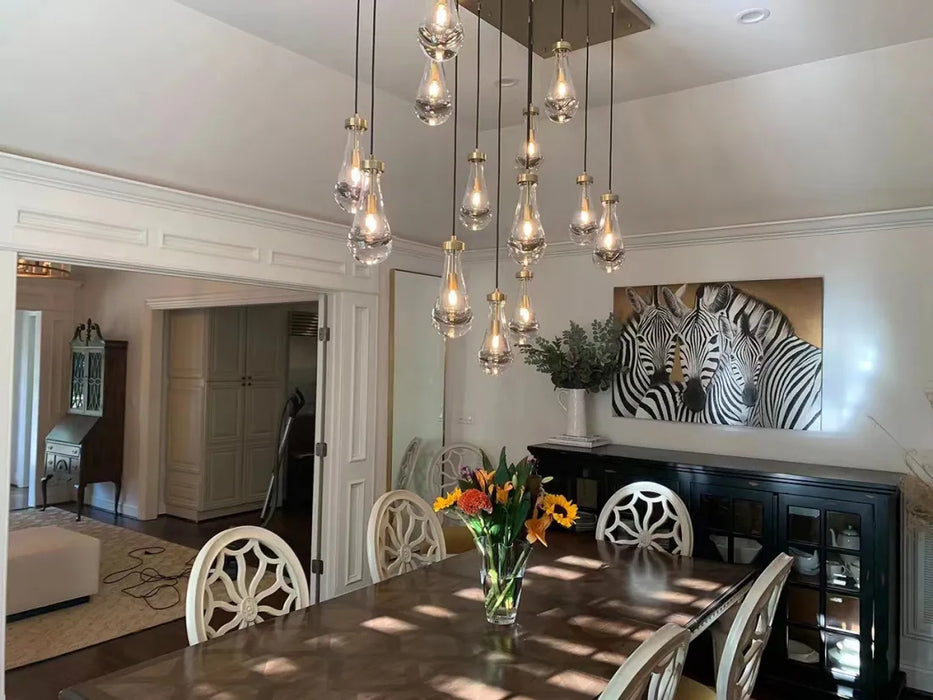 Modern Raindrop Crystal Chandelier with Rectangular Canopy