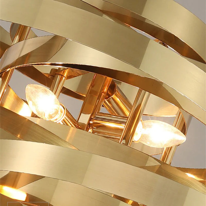 Tornado Shape Gold Stainless Steel Pendant Light