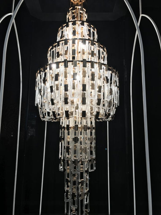 Luxury Multi-tiered Crystal Glass Buckles Chandelier for High-ceiling