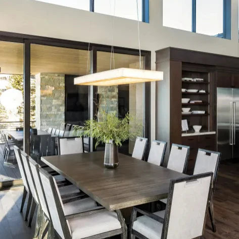 Modern Rectangular Alabaster Chandelier for Dining Room